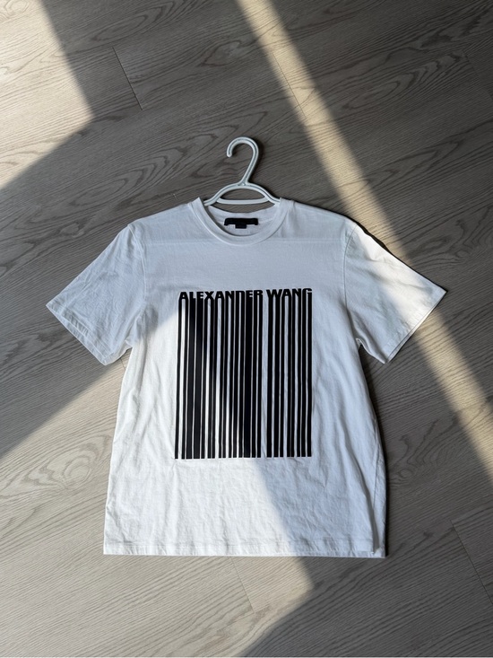 Alexander Wang Tops - Alexander Wang White T-Shirt with Black Barcode Logo